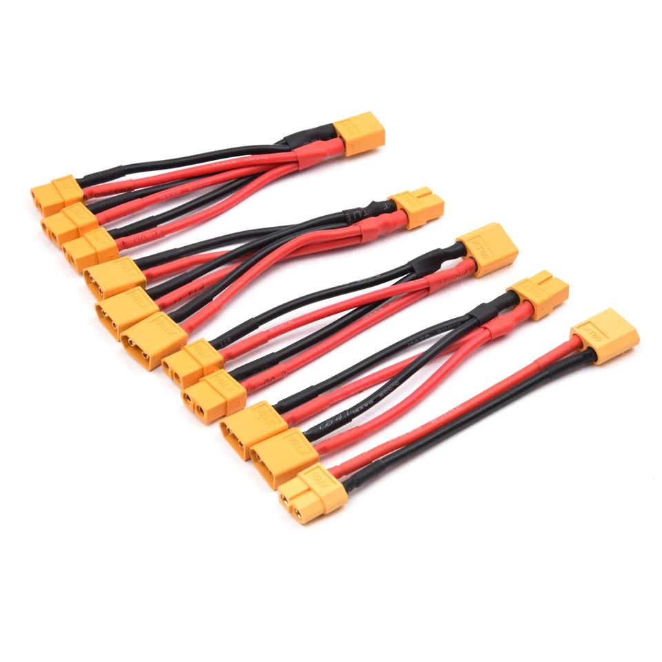 X60 Paralelný konektor batérie Muž/ ženský kábel Duálne predĺženie y Splitter/ 3-Way 14awg Silikónový drôt pre motor batérie RC