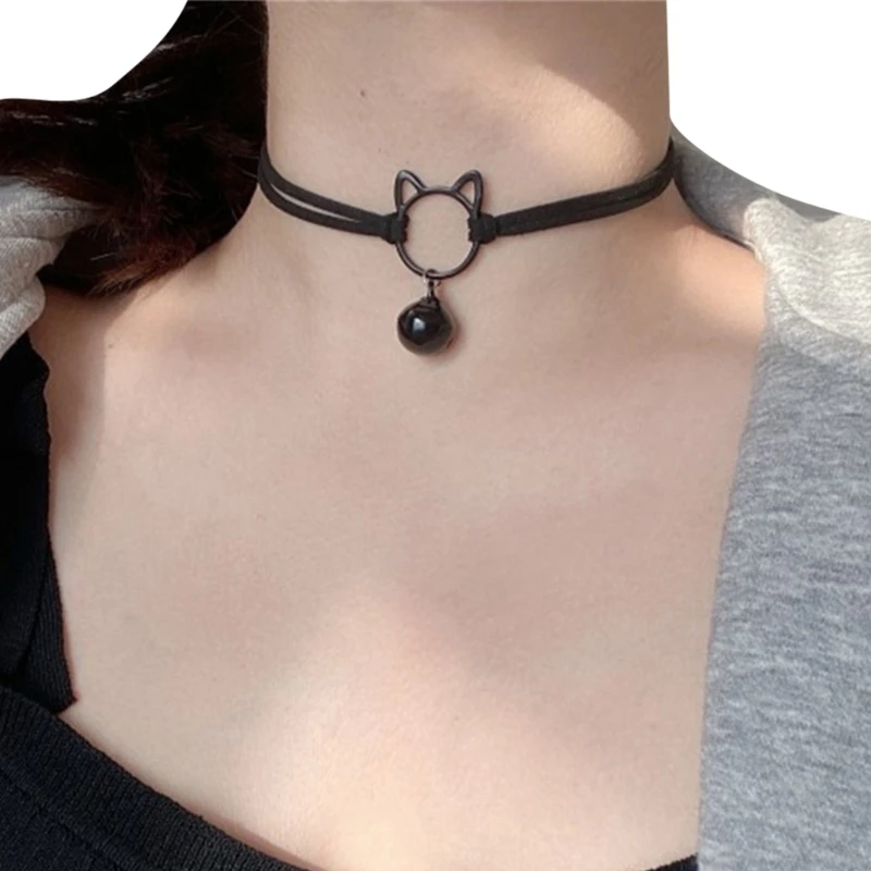 X6he Cat Bell Pendant Choker Choker Cat Chocker náhrdelník pre ženy