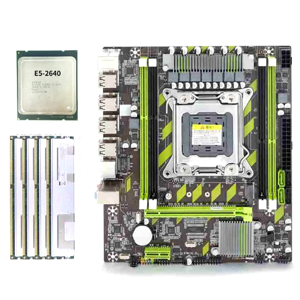X79 Základná doska Xeon E5 2640 CPU E5-2640 s LGA2011 Combos 4pcs x 4gb = 16 GB Pamäť DDR3 RAM PC3 10600R 1333MHz