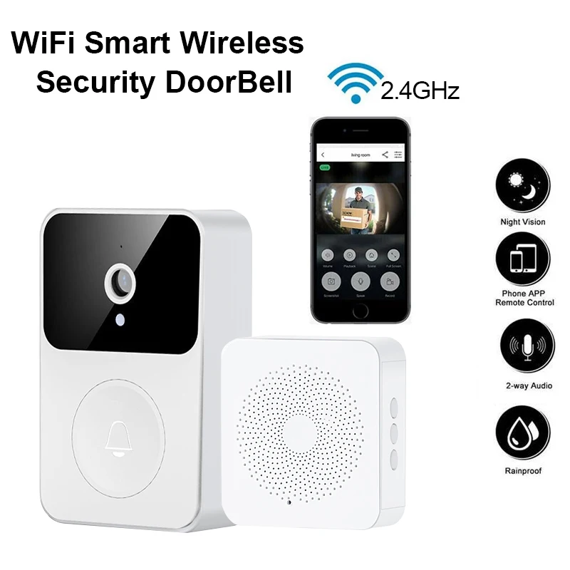 X9 WiFi Wireless Bezpečnostný zvonček fotoaparát s vysokým rozlíšením Viditeľné infračervené nočné videnie zvuk Audio monitorovací zvonček v reálnom čase