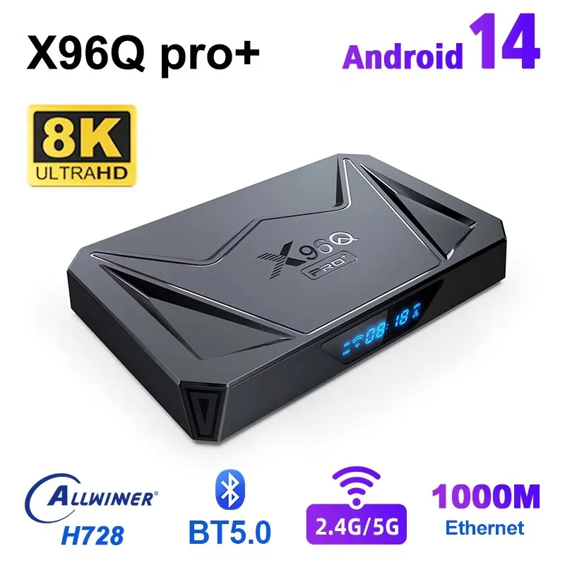 X96Q Pro Plus TV Box Smart 4G 32G Android 14 Allwinner H728 Quad Core 8K@24fps 1000m ethernet WiFi 6 médií Player Set Top Box