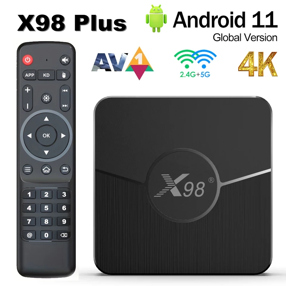 X98 PLUS SMART TV box Android11 ​​Amlogic S905W2 4K HDR10+ AV1 2.4G/5G WiFi BT Set Top Box YouTube Netflix Super Heat TV Prefix