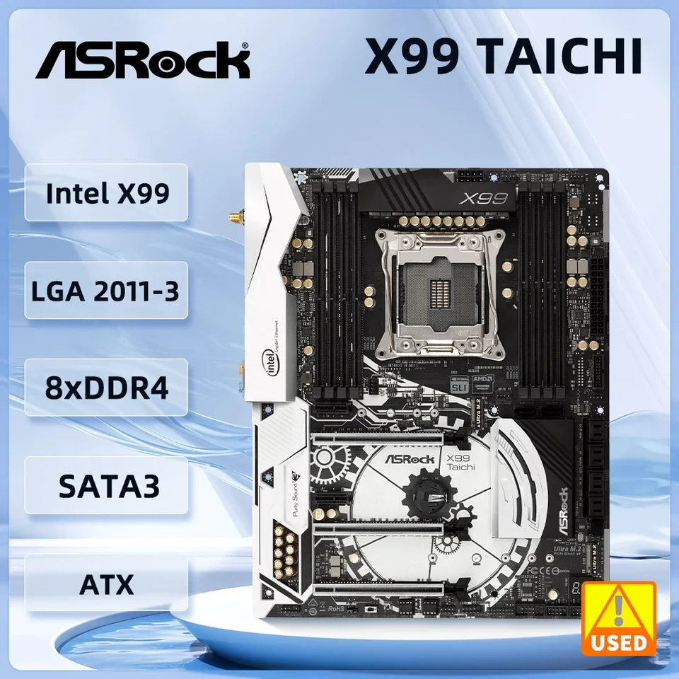 X99 Postavená doska Asrock X99 Taichi LGA 2011-3 8 × DDR4 256GB Podpora E5-2698 V4 2609 V3 I7-6900K E5-2630 V4 CPU M.2 ATX
