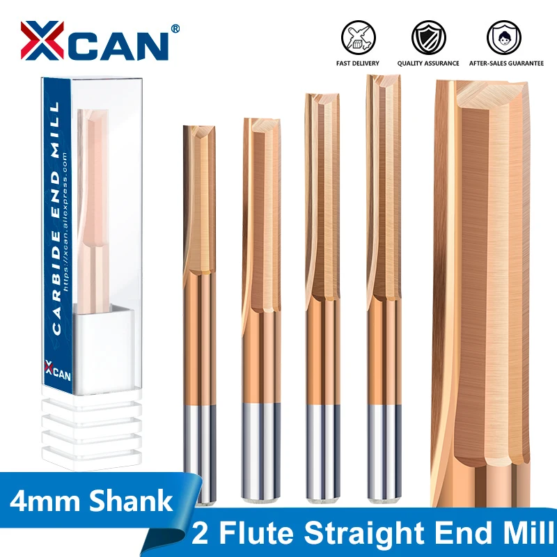 Xcan 4/6 mm stopka Striek s výplatou slot 2 flauta router bit Ticn potiahnutý karbidovými koncovými mlynami CNC CNC obrábanie frézovacieho nástroja
