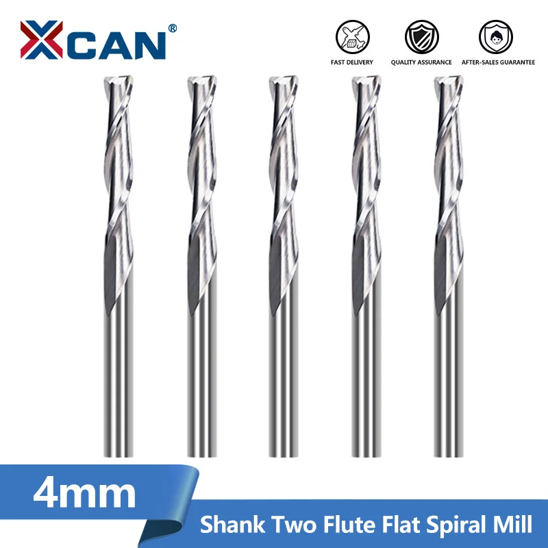 Xcan plochý koncový mlyn 4 mm stopka 2 flauta špirálová frézka Cutter CNC router bit drevo gravírovanie bit carbidový koncový mlyn pre pvc mdf drevo