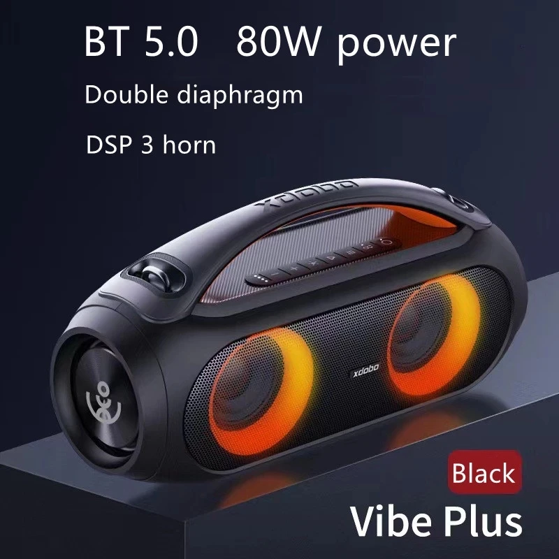 XDOBO VIBE PLUS 80W Vysoko výkonný reproduktor Bluetooth Prenosný vonkajší vodotesný subwoofer 360 Stereo Surround Caixa de SOM