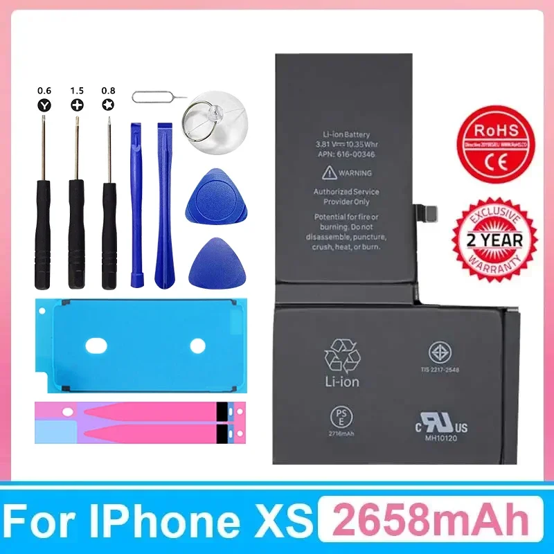 XDOU 2024 Nová batéria telefónu pre iPhone XS iPhonexs s bezplatnými opravárenskými nástrojmi 2658 mAh High -Capacity Bateria Výmena
