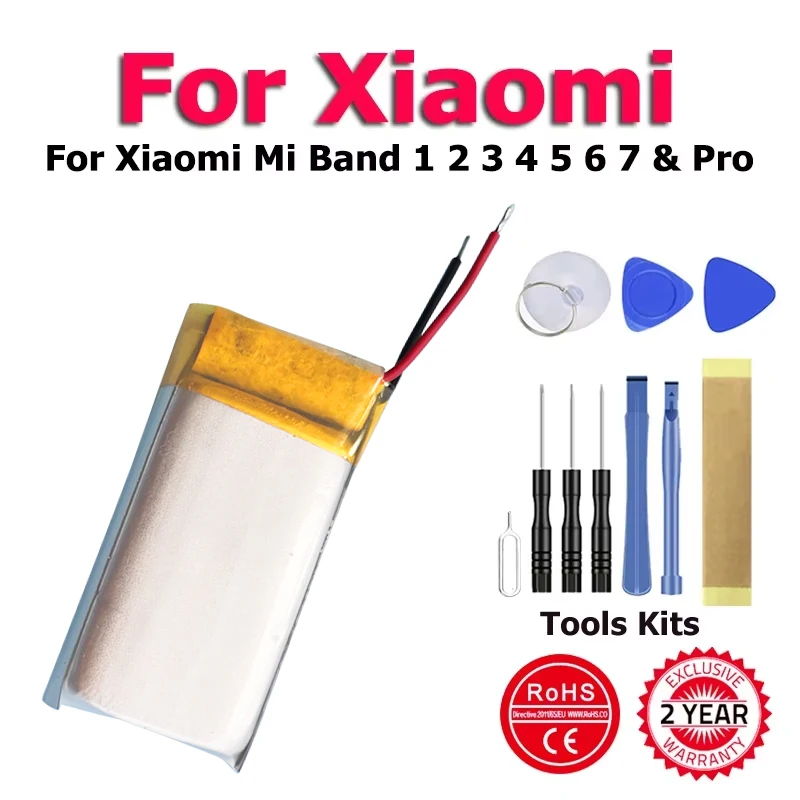 Xdou Band1 Band2 Band3 Band4 Band5 Band6 Band7 Band7pro batéria pre Xiaomi Mi Band 1 2 3 4 5 6 7 & Pro + Kit Nástroje