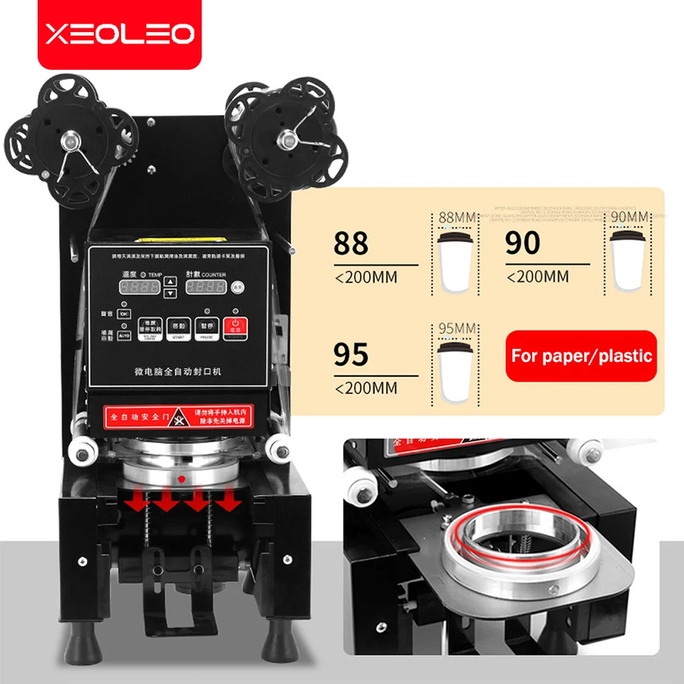XEOLEO CUP TEMET AUTOMATICKÉHO TEMICKÉHO ČASA/KÁVASTER PLASTNÁ/PAPIER PÁSKA SEALNÁ STROJA ELEKTRICKÉHO 8,8/9/9,5 cm