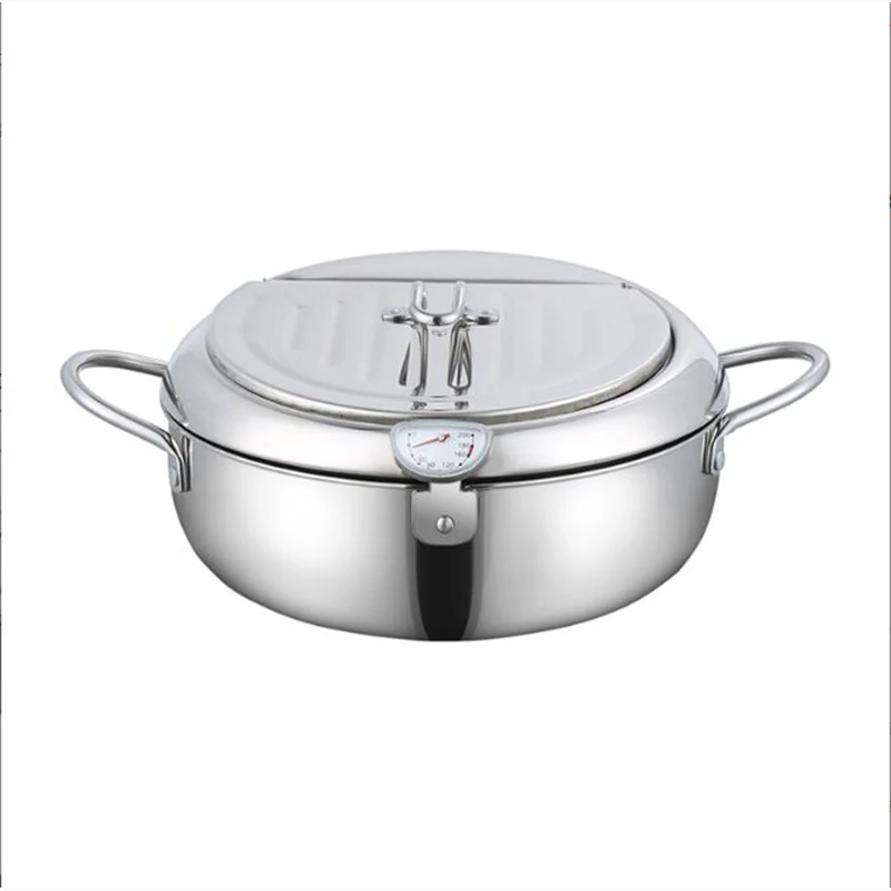 Xeoleo Small Fryer Japanese Tempura Mini Fryer s Filter Double Ears Fryer s teplotným displejom 304#