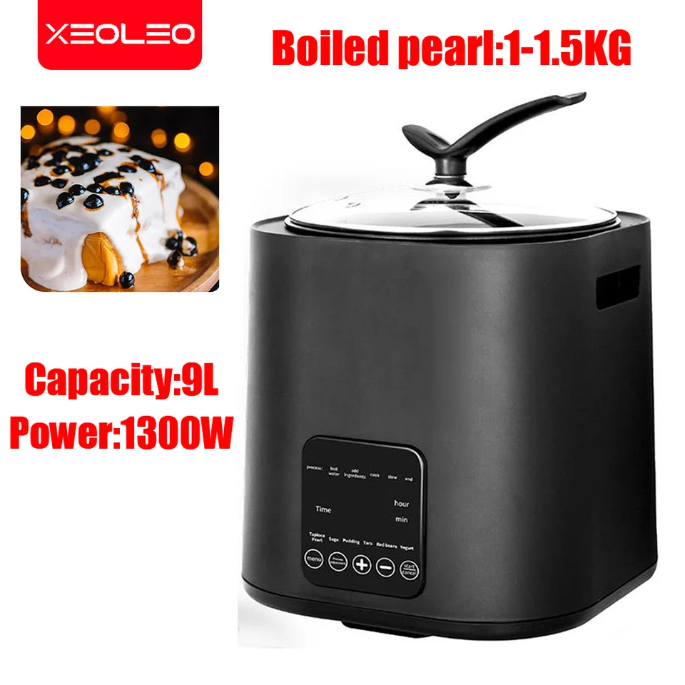 Xeoleo Tapioca Cooker Boba Cook stroj Neprítomná panvica 9L mliečna čajová bublina perla 1300 W Amber Pearl Pot Sago/Taro/Taro/Red Bean Cooker