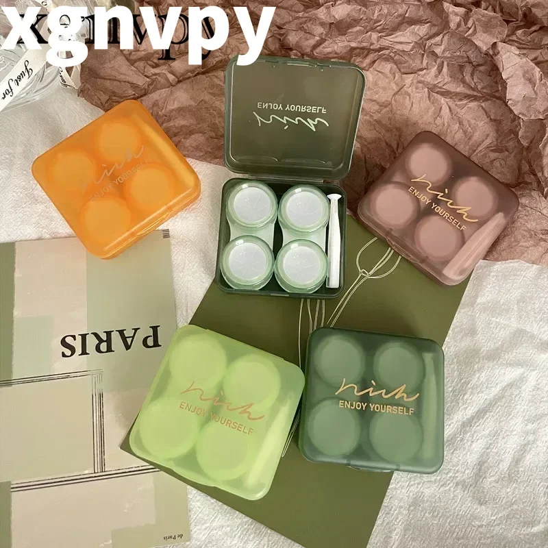 xgnvpy štýlové matné puzdro kontaktných šošoviek - perfektný spoločník pre kozmetických žiakov, bezpečne drží 2 páry šošoviek kontaktov