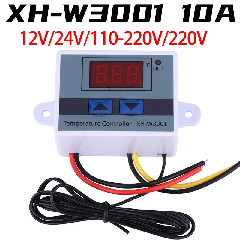 XH-W3001 10A 12V 24V 110V 220V AC Digitálny LED teplotný regulátor pre inkubátor chladiaceho zahrievacieho spínača Termostat NTC senzor