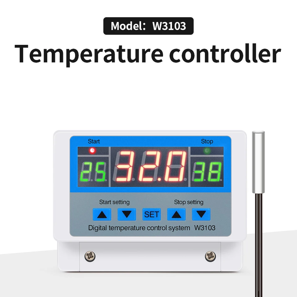 XH -W3103 AC 220V teplotného regulátora Digitálny termostat 30A Vysoko výkonný automatický nastaviteľný spínač termostatu -19 až 99 ℃