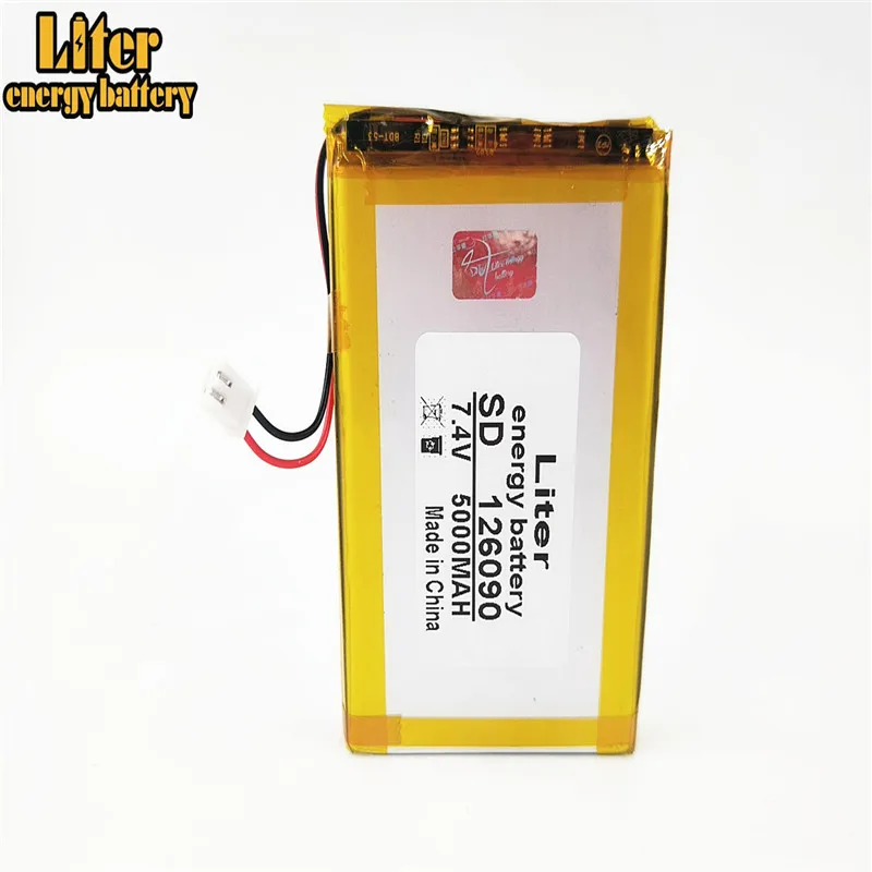 XH2,54-2p Connector 7.4V 5000MAH 126090 Polymer Li-ion batéria 606090-2s Bluetooth Stereo DVD Player GtMedia Freesat V8 Finder