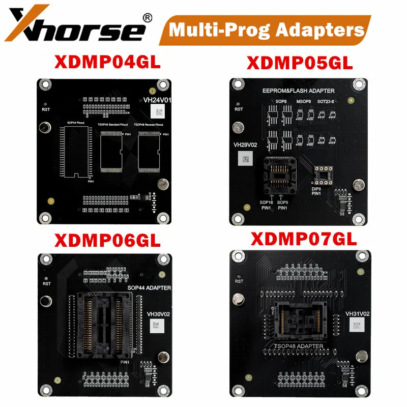 XHORE XDMP04GL XDMP05GL XDMP06GL XDMP07GL VH24 SOP44 a TSOP48 VH29 EEPROM & FLASH VH30 SOP44 VH31 TSOP48 Adaptéry pre viacprog