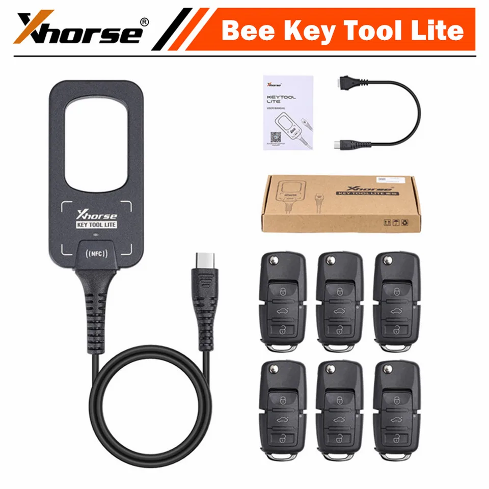 Xhorse VVDI Bee Key Tool Lite Generujte detekciu transpondérovej diaľkovej frekvencie s 6ks B5 XKB501EN WIRED DIMOtes Key pre výber