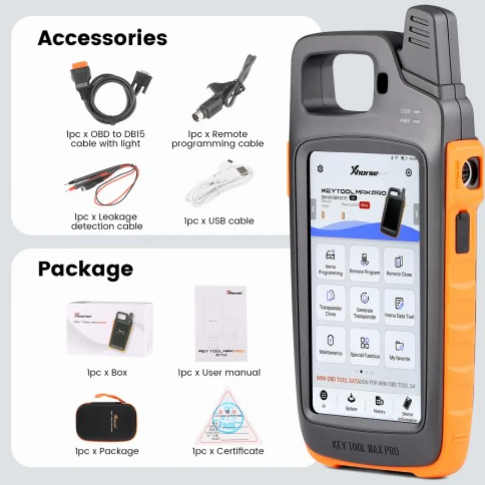 Xhorse VVDI Key Tool Max Pro s podporou funkcie nástroja Mini OBD môže FD/ napätie a prienik prúdu