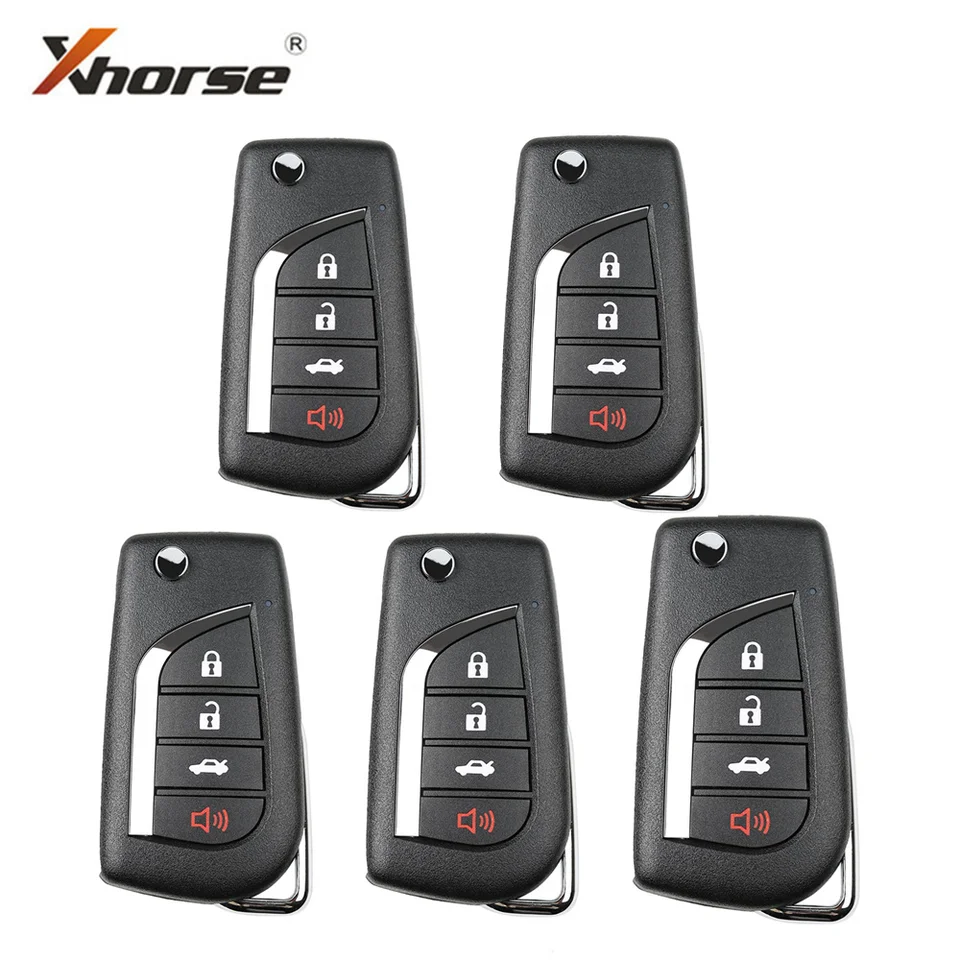 Xhorse xkto10en drôtový diaľkový kľúč pre Toyota Flip 4 tlačidlá angličtina verzia 5pcs/lot