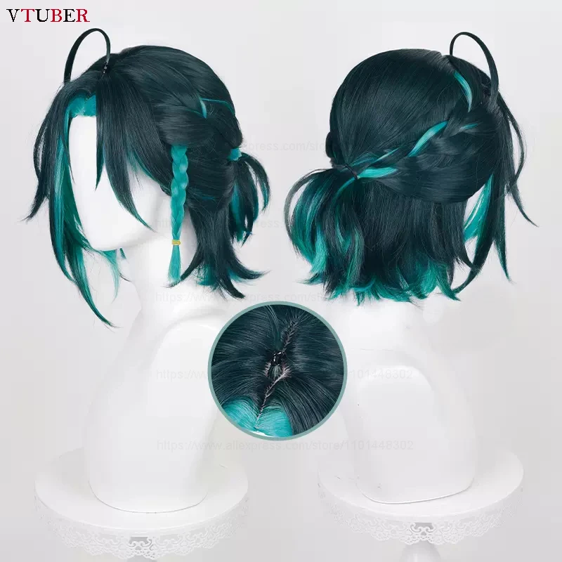 Xiao cosplay parochňa dopad komiksu xiao krátke zmiešané zelené pletené tepelne odolné voči syntetickým vlasovým párty parochne + parochňa čiapka