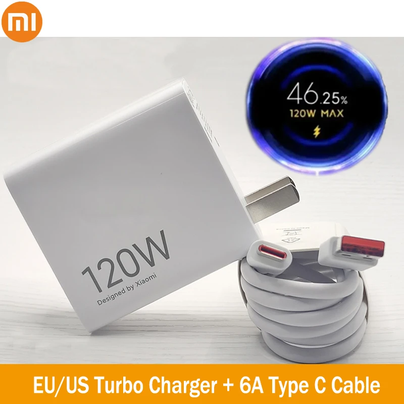 Xiaomi 120W Gan Originálny EÚ/US Fast Turbo Nabíjacie napájacie nabíjačku 6A Typ C Kábel pre MI 14 13 12 Redmi K60 K70 PRO