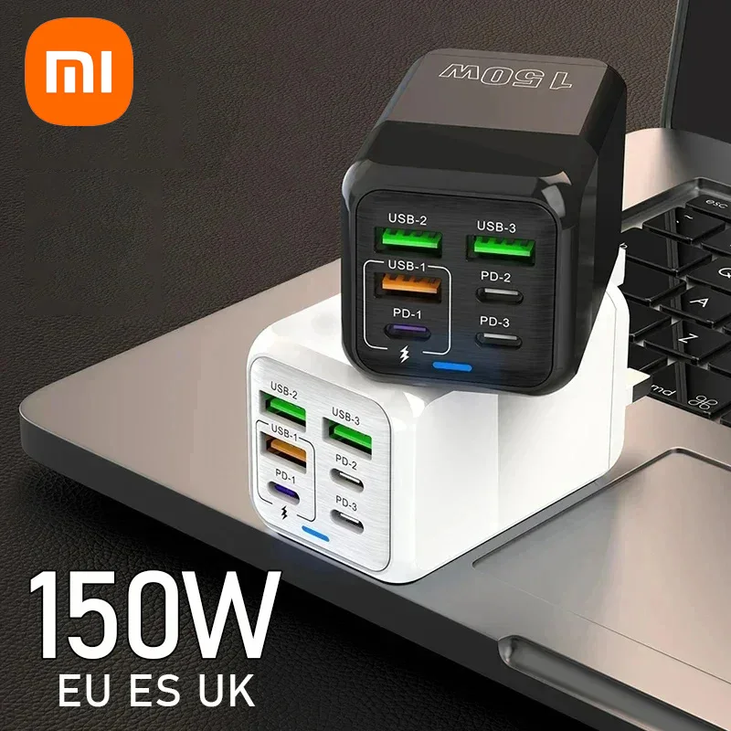 Xiaomi 150W 6 portov rýchleho nabíjacieho adaptéra Super rýchle nabíjanie PD QC 3.0 Štyri USB C pre iPhone Samsung iPad Huawei OnePlus