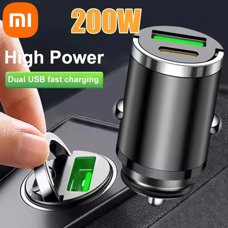 Xiaomi 200W Mini Car Charger Rýchle nabíjanie QC3.0 PD USB TYP C Automobil na nabíjačku pre iPhone Xiaomi Samsung Huawei