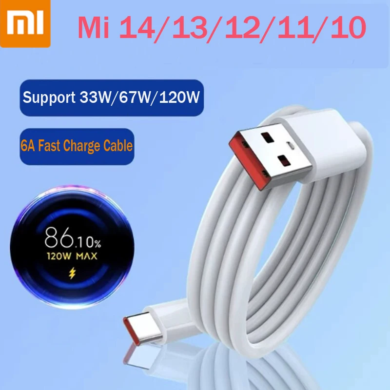 Xiaomi 6a Typ C Kábel Originál 1/1,5/2M MI Turbokarger 33 W 67W 120W Rýchly poplatok pre MI 14 13 12T 12S Pro Poco X5 Black Shark 5
