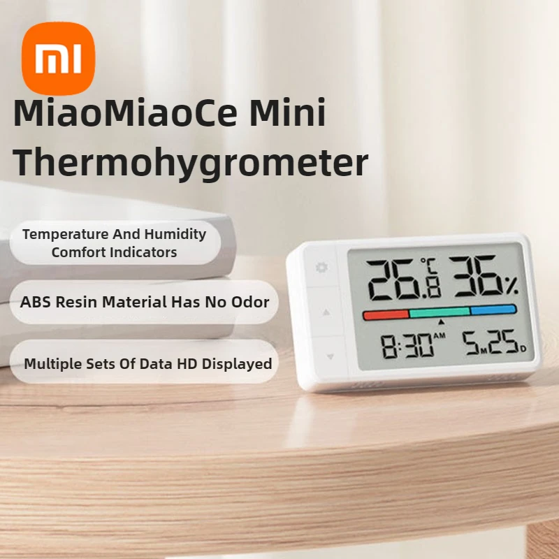 Xiaomi Miaomiaoce inteligentný mini teplomer Hygrometer Multi funkcie HD Digital Display Weather Station Stoja