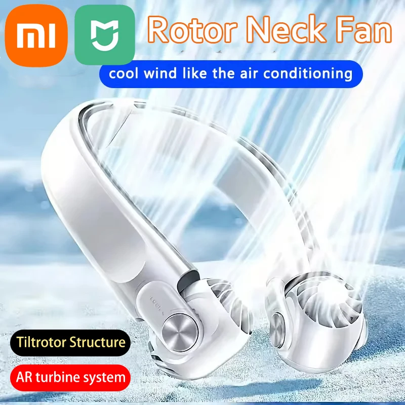 Xiaomi Mijia 8000 mAh Nositeľný krk prenosný prenosný USB Nabíjateľný inteligentný RC High -Power Badeless Turbine Ventilátor vhodný pre vonkajšie vonkajšie