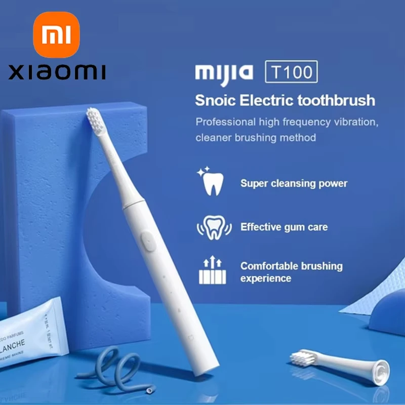 Xiaomi Mijia Sonic Electric zubná kefka T100, výdrž batérie 30 dní, 16500 ot./min. Vibrácie, USB nabíjateľné vodotesné zubné kefky IPX7