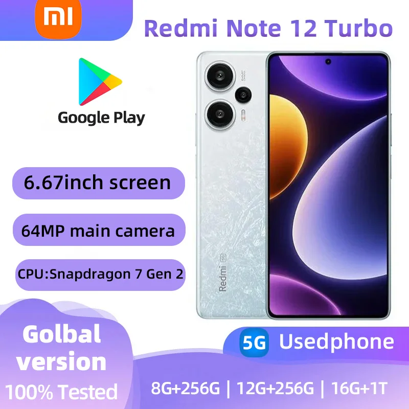 Xiaomi Redmi Poznámka 12 Turbo 5G RAM 8 GB ROM 256 GB Snapdragon 7+ Gen 2 120Hz OLED Display 5000 mAh Použitý telefón