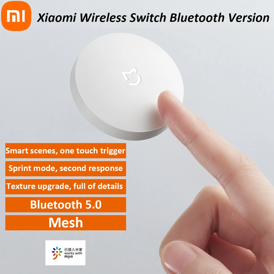 Xiaomi Smart Wireless Switch Bluetooth 5.0 Verzia MESH SMART SMART Intelligent Switch Použitie s domácou aplikáciou Gateway MI Home App
