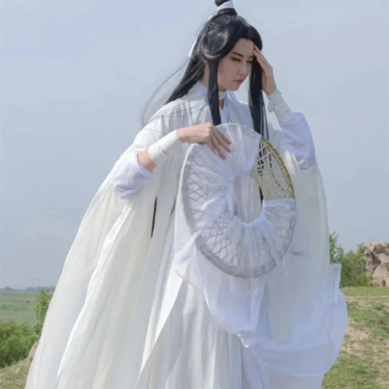 Xie Lian Cosplay kostým Tian Guan Ci Fu Cosplay Xielian Wigs Bamboo Hat Prop White Han Fu Anime Outfit Unisex Anime Clothes SX2