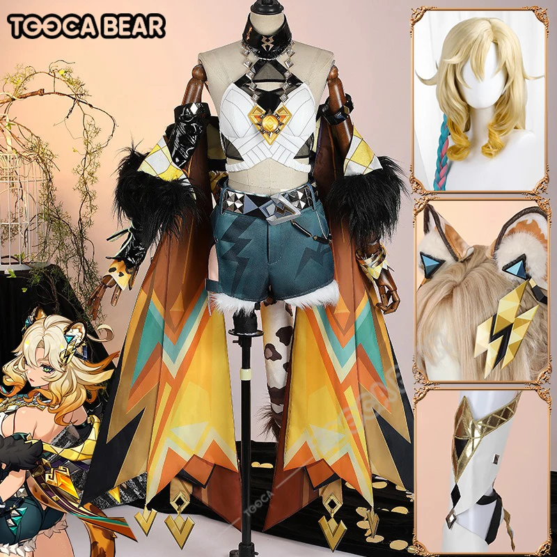 Xilonen Cosplay kostýmy parochňa Game Genshin náraz Uniformný chvost hlavy Krúžky náhrdelník Natlan Ardent Flames Forge Soul Halloween