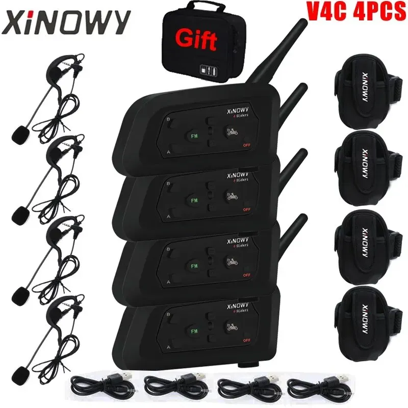 Xinowy 4ks v4c rozhodca náhlavná súprava Bluetooth Intercom Full Duplex 1200m Football Soccer Earhook Serphone Spojene s kabelkou