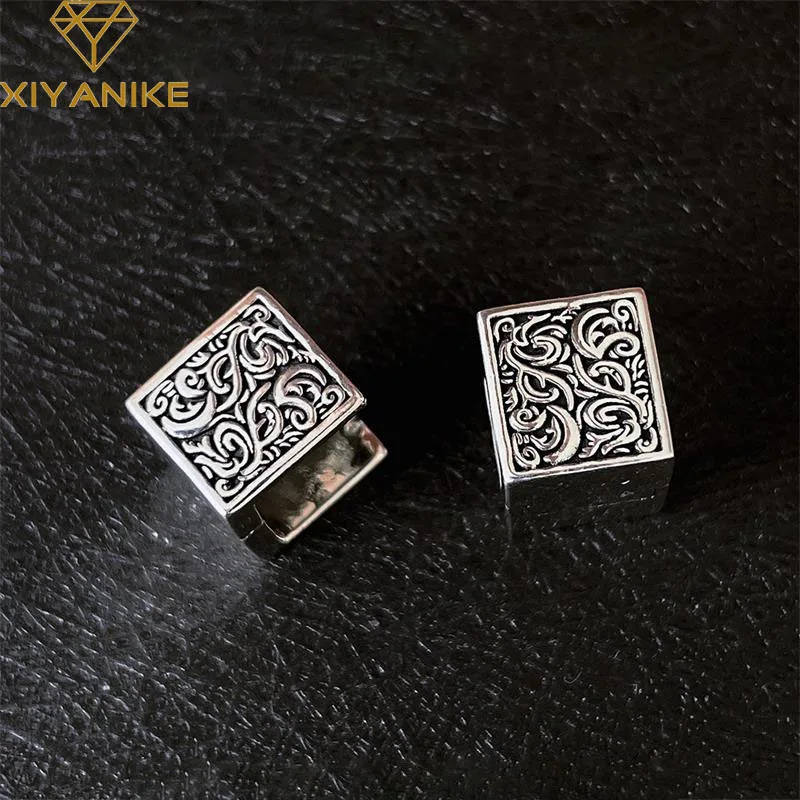 Xiyanike Creative Floral Square Ear Clipps pre ženy móda móda Nový retro šperky priateľ priateľ Dar