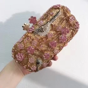 Xiyuan Elegantné ženy ružové farebné večerné tašky krištáľové kabelky Svadobné svadobné kabelky Dámske večierky Prom Diamond Handbag
