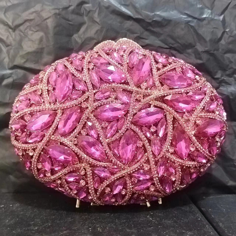 Xiyuan Fushia Full Crystals Evening Clutch Ckus Bags Hot ružová svadba Veľké drahokamy kabelka Dámske večierky