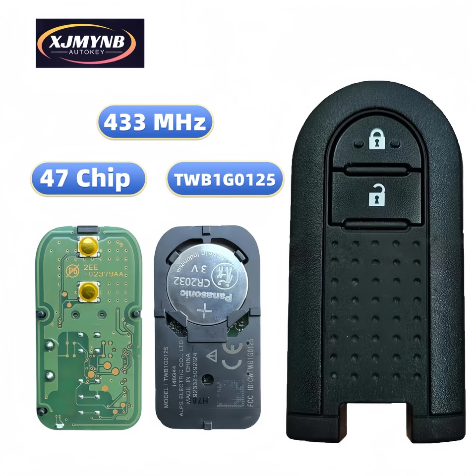 XJMYNB 2 Buttons Originálny inteligentný kľúč za rok 2018 2019 2020 2021 Toyota Rush Daihatsu Terios TWB1G0125 715G36 433.92MHz FSK ID47 Čip