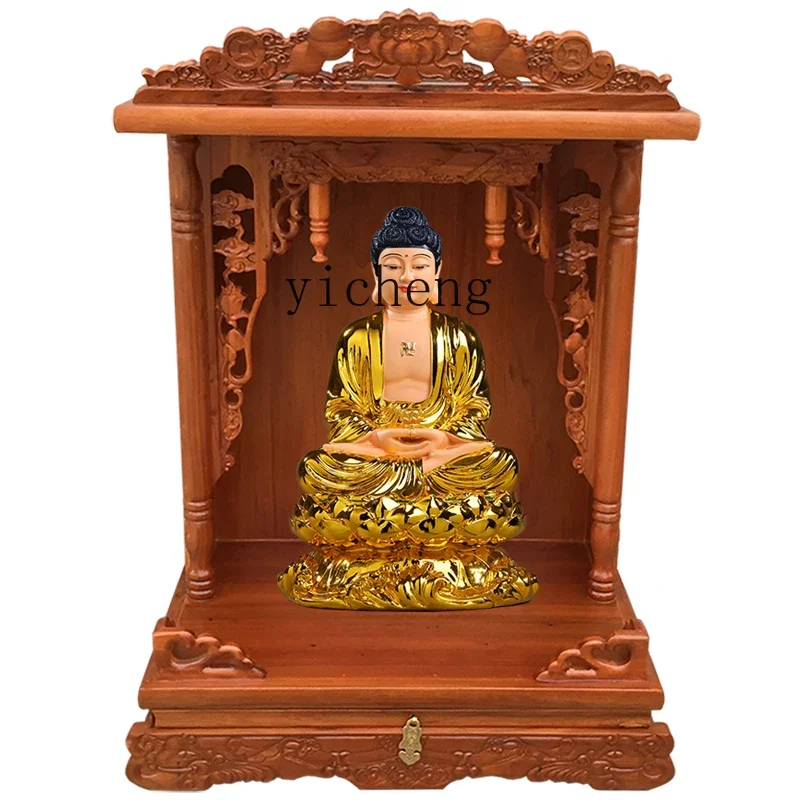 XL Masívne drevo Buddha svätyňa oltárny kabinet Buddha svätyňa svätyňa Boh bohatstva Bodhisattva trón trón