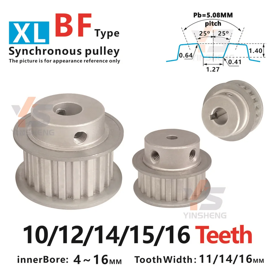 XL Typ 10T 12T 14T 15T 16 zubný stroj Synchrónny pás šírka remenice 11 14 16 mm Keyway otvor 4 - 15 mm DIY 3D diely zliatiny