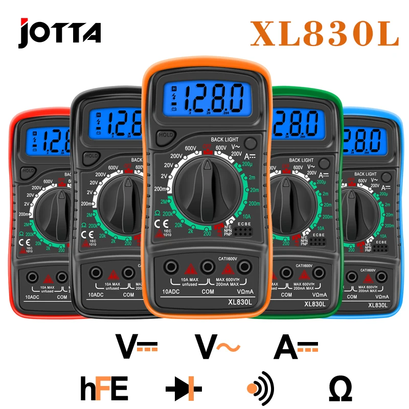 XL830L vreckový digitálny multimeter LCD podsvietený prenosný AC/DC Ammeter Voltmeter OHM tester napätia