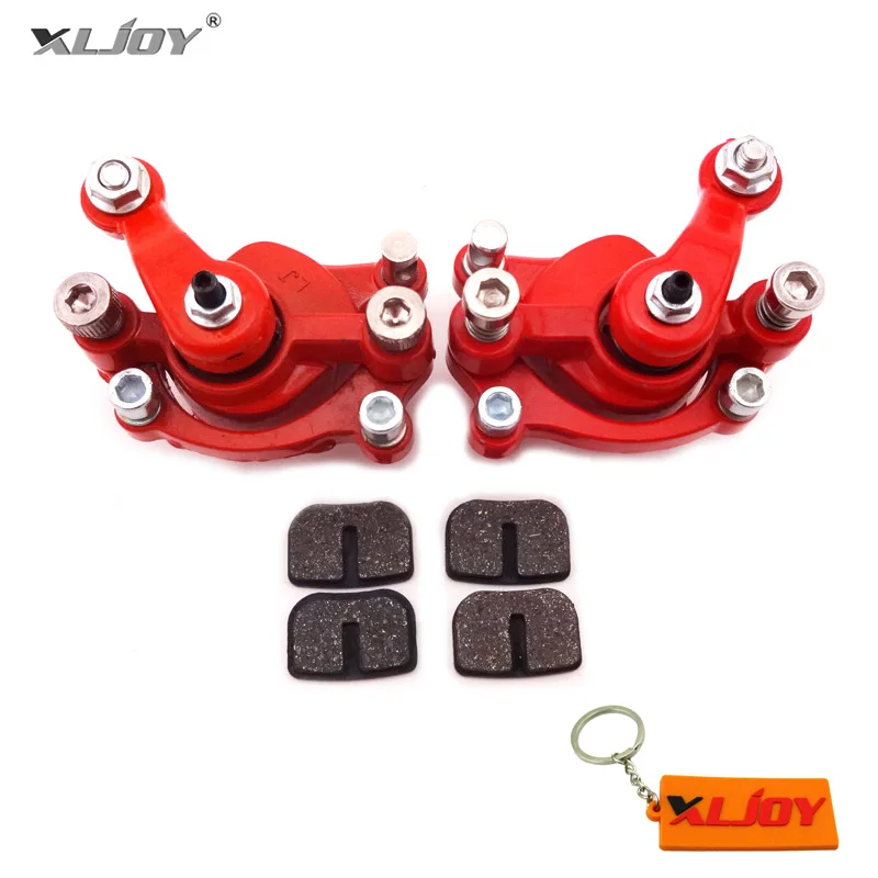 Xljoy ľavý a pravý kotúčový strmeň + brzdové vankúšiky pre čínsky vreckový bicykel mini nečistoty Goped Scooter ATV Go Kart