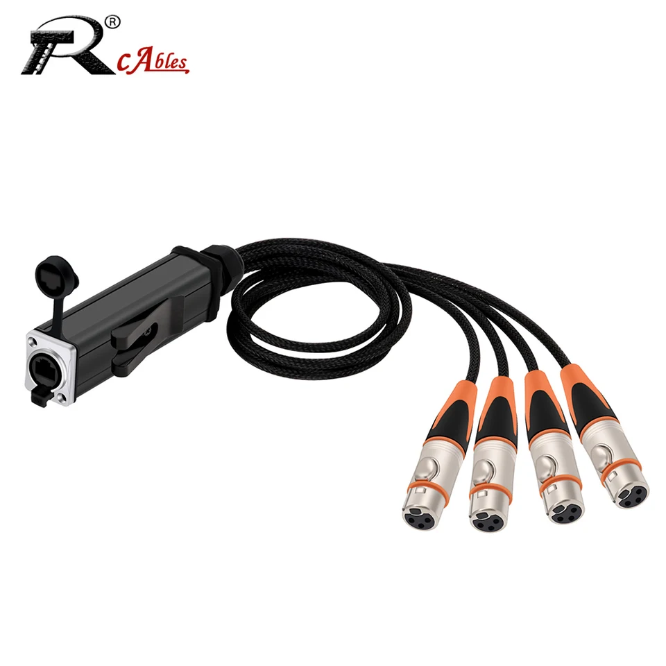 XLR 4-kanálový 3-kolíkový viacnásobný siete a štúdiové pripojenie, XLR mužské a ženské káblové štádium Audio RJ45 až XLR kábel 0,5 m-5m