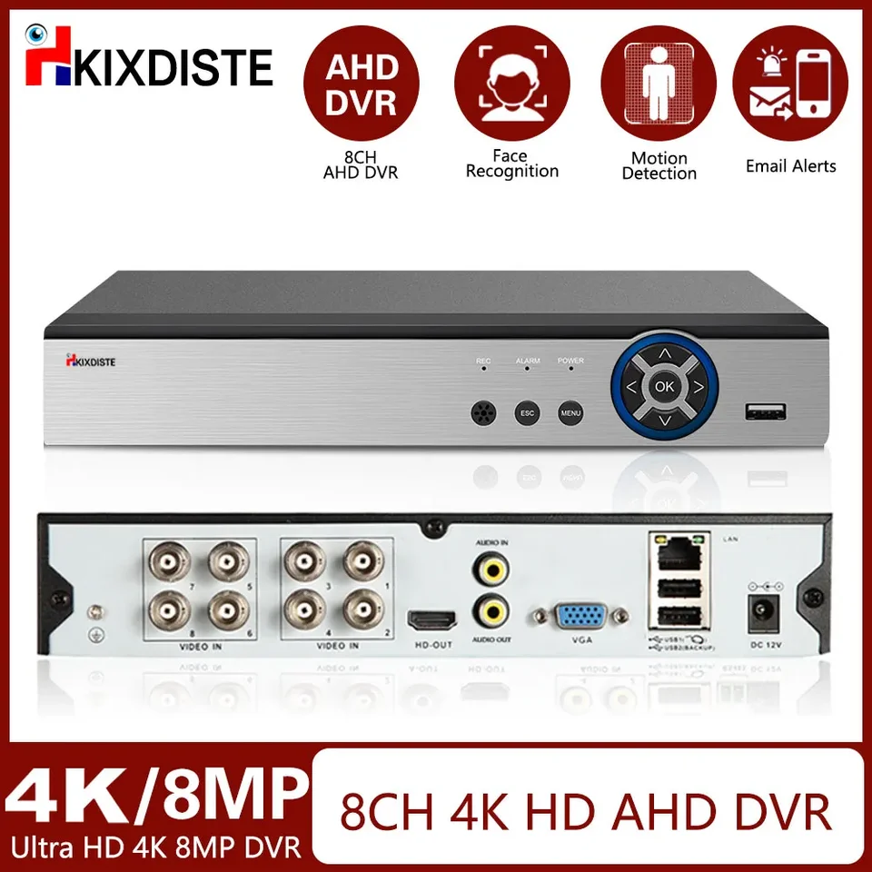 XMeye Video Recorders Audio Over Coaxial Voice 8Channels DVR 4K 5M-N 1080p Sledovací systém 6 v 1 Ahd TVI CVI Analog AHD DVR