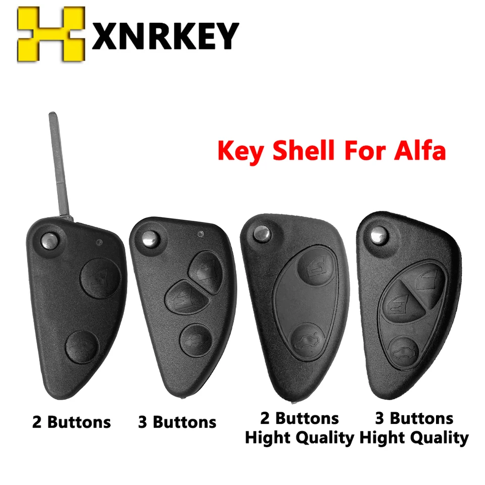 Xnrkey flip skladacie sklopovanie diaľkového vozidla pre kľúče pre auto pre Alfa Romeo 147 156 166 GT Model FOB Výmena prípadu 2 3 tlačidlá