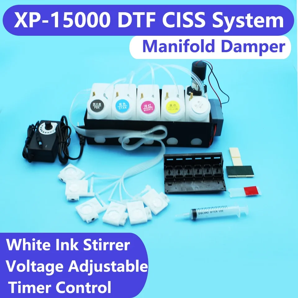 XP-15000 Printthead DTF Potrubie napájací systém atramentu tlmiča Biely atramentový mixér XP-15000 CISS Ovládanie časovača XP 15000 Modify
