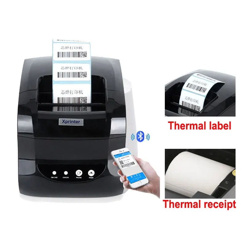 XPRINTER XP-365B TERMAL LABEL/PRÍSLUŠENIE TLAČKA Bluetooth Mobile Ethernet Printing 20 mm-80 mm čiarový kód 127 mm/s 360B