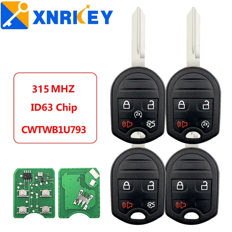 XRNKEY REMOTH AUTOM Kľúč 3/4/5 tlačidlo 315 MHz 4D63 pre Ford Edge Escape Expedition Explorer Flex Fusion Mustan Taurus CWTWB1U793